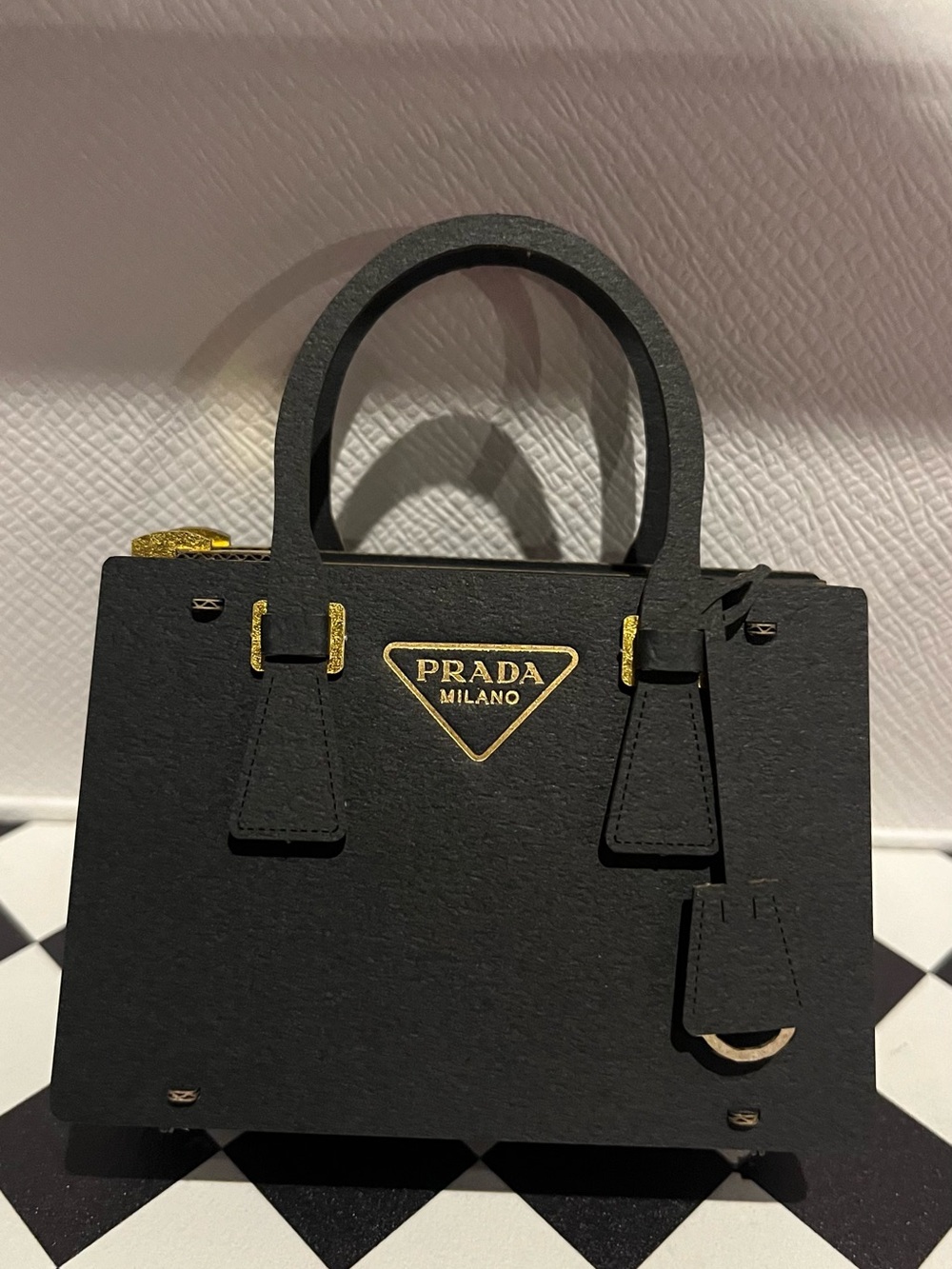 Prada Black Mini Tote with Gold Accents Paper Pop-Up Collectible - Picture 2 of 5